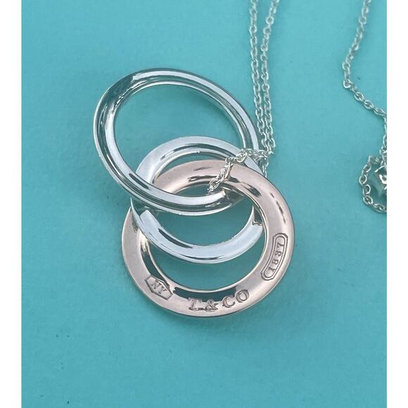 Tiffany & Co. Rubedo Metal Silver Interlocking 1837 Circle Chain Necklace - Picture 5 of 13